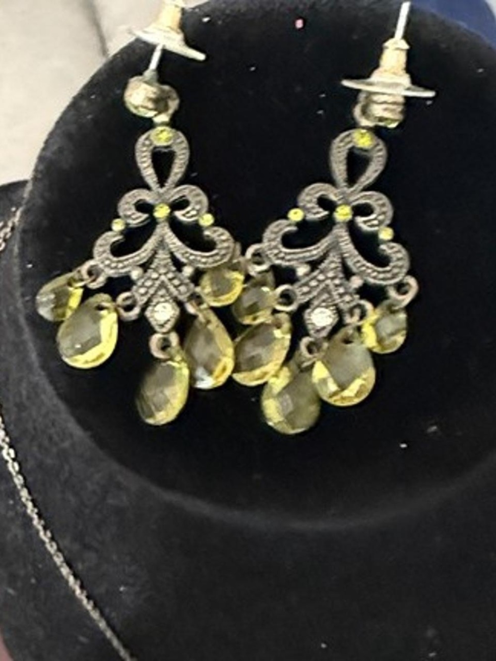 Yellow Crystal Chandelier Earrings